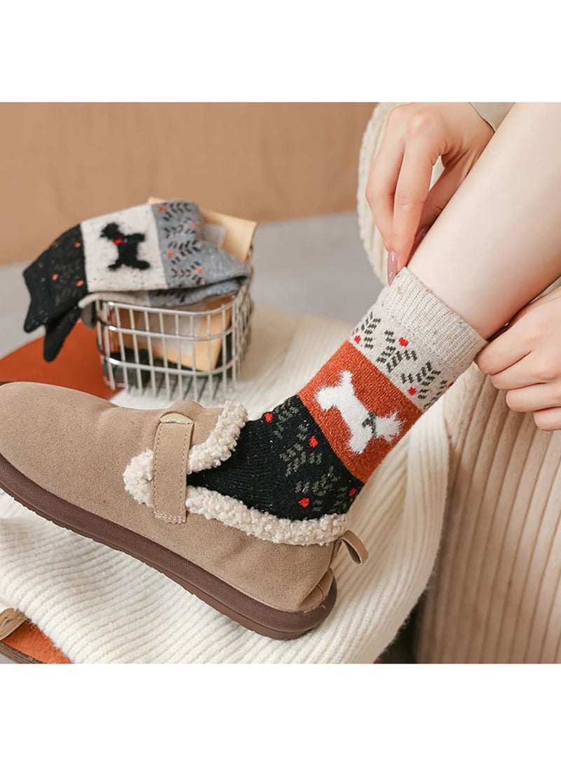 Luckam Women's Thermal Socks, Thick Lined Mid-Calf Warm Winter Socks, Soft Cozy Knit Casual for Outdoor Indoor Wear, Hiking Cabin Everyday Comfort, Cold Weather Gift for Her, 5 Pieces - Image 3