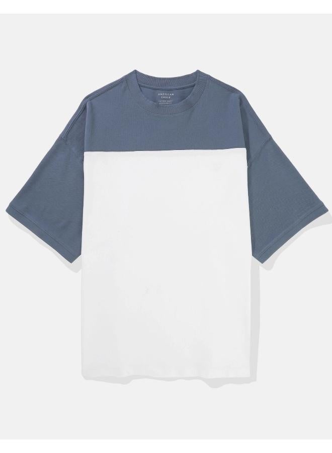 American Eagle Colorblock Pique Crew Neck T-Shirt  - Image 3