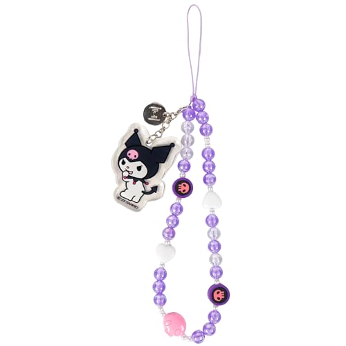 iFace Hello Kitty and Friends Beaded Wristlet Universal Phone Charm Strap - Cute Wrist Chain Lanyard Aesthetic Decor Strap for Cell Phone Camera Keys AirPods Keychains – Kuromi - Image 1