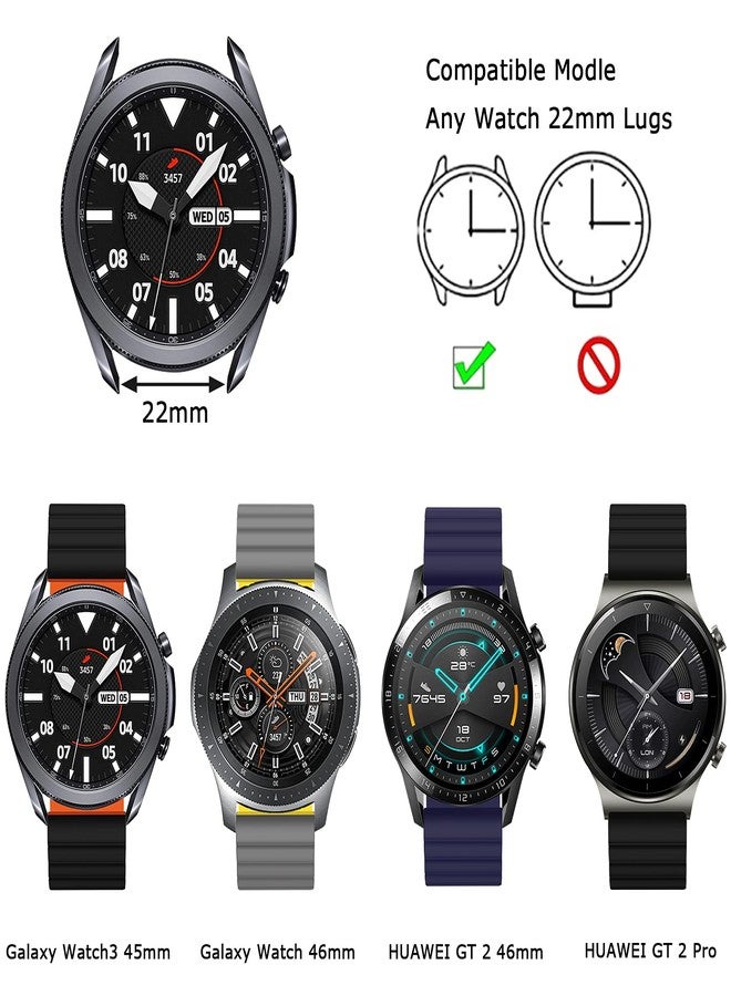 Tasikar 22mm Bands Compatible with Samsung Galaxy Watch 3 45mm Band, Silicone Magnetic Clasp [Double Sided Wearable] Replacement Bracelet Strap for Watch 46mm, Black - Image 5