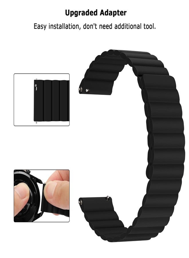 Tasikar 22mm Bands Compatible with Samsung Galaxy Watch 3 45mm Band, Silicone Magnetic Clasp [Double Sided Wearable] Replacement Bracelet Strap for Watch 46mm, Black - Image 4