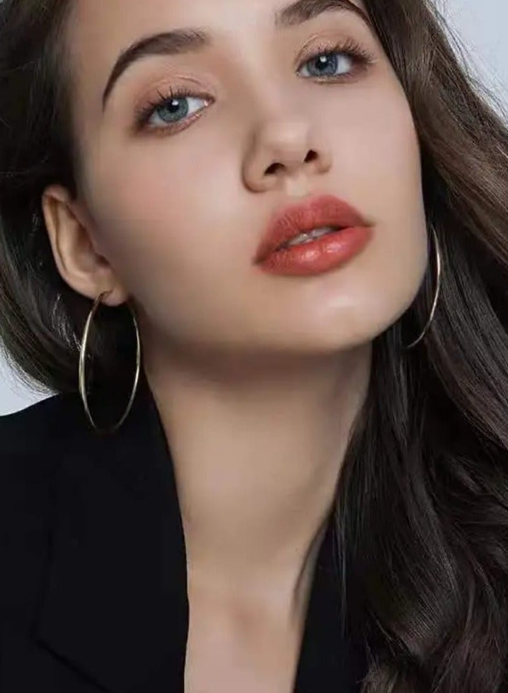 Luxuria 18K Gold Plated Hypoallergenic Chunky Gold Fashion Large Thick Hoop Earrings for Women - Image 4