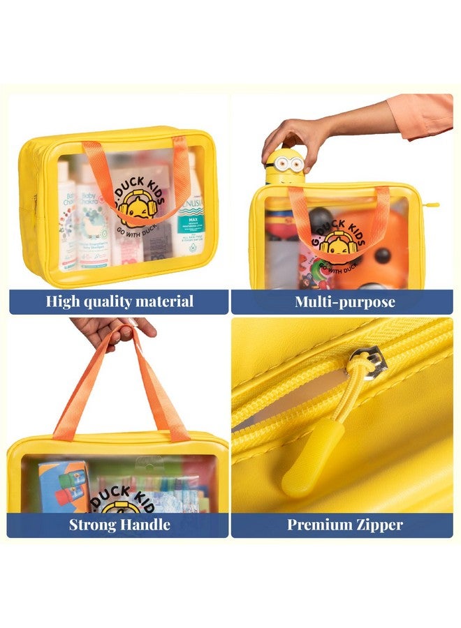 Homestrap Multi-Functional Large Toiletry Storage Wash Bag | Waterproof Wash Bag with Zipper Handle and Transparent Display | Travel Organizer for Bath Accessories & Grooming Kit | Yellow - Image 4