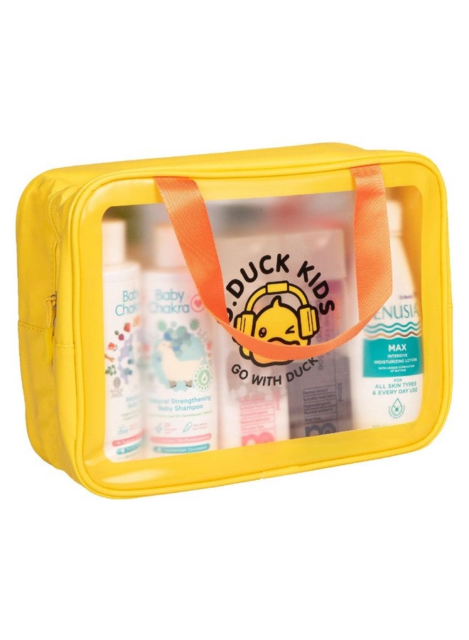 Homestrap Multi-Functional Large Toiletry Storage Wash Bag | Waterproof Wash Bag with Zipper Handle and Transparent Display | Travel Organizer for Bath Accessories & Grooming Kit | Yellow - Image 1