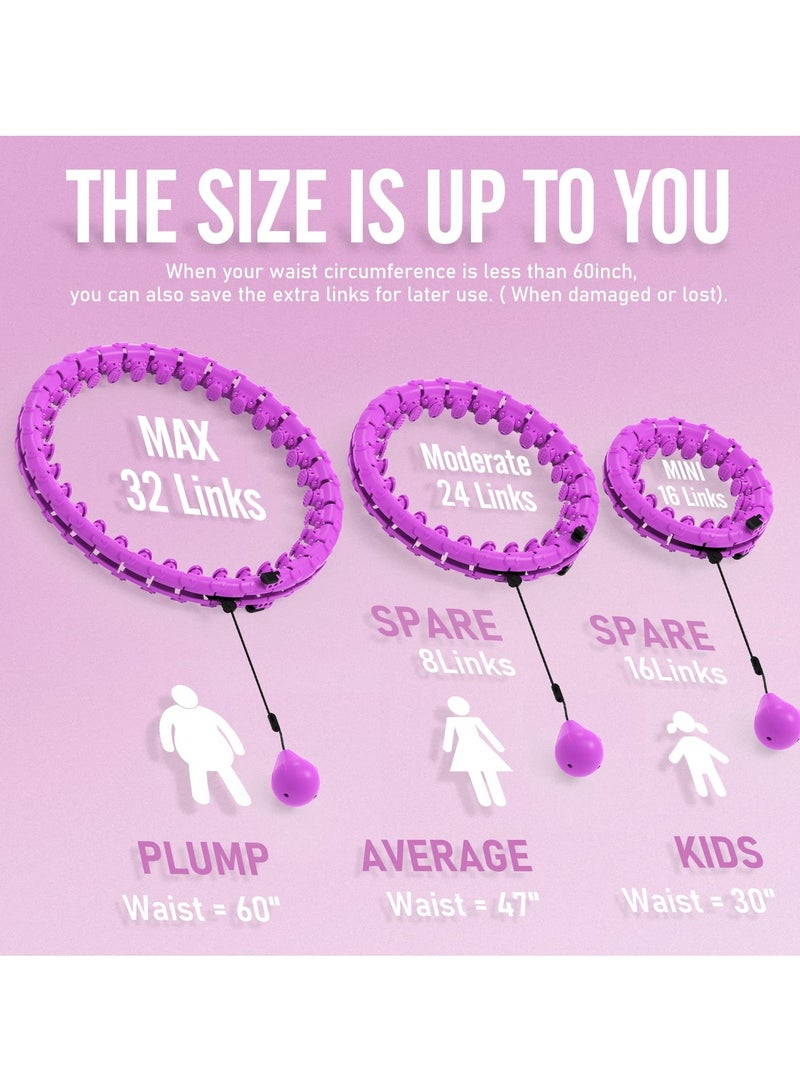 Smart Weighted Hula Circle Hoop For Adults Weight Loss, With Gravity Ball, （152cm） 60-inch Waist, 32 Detachable Links - Image 3
