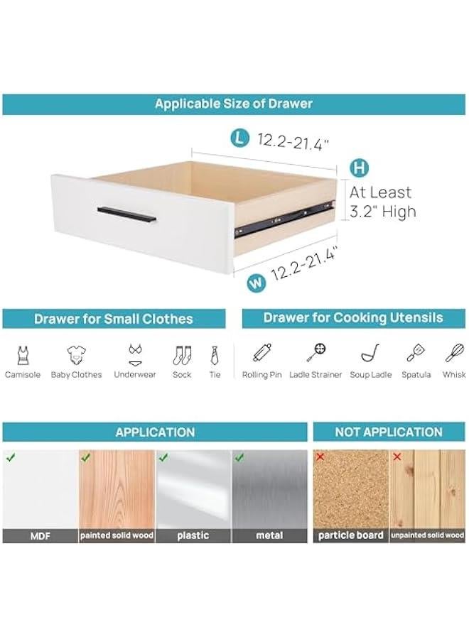 HOOKOR Drawer Dividers Organizers 4 Pack, Adjustable 8CM High Expandable from 27.5-52CM Kitchen Drawer Organizer, Clear Plastic Drawers Separators for Clothing, Installed by Double-sided Tape - Image 4