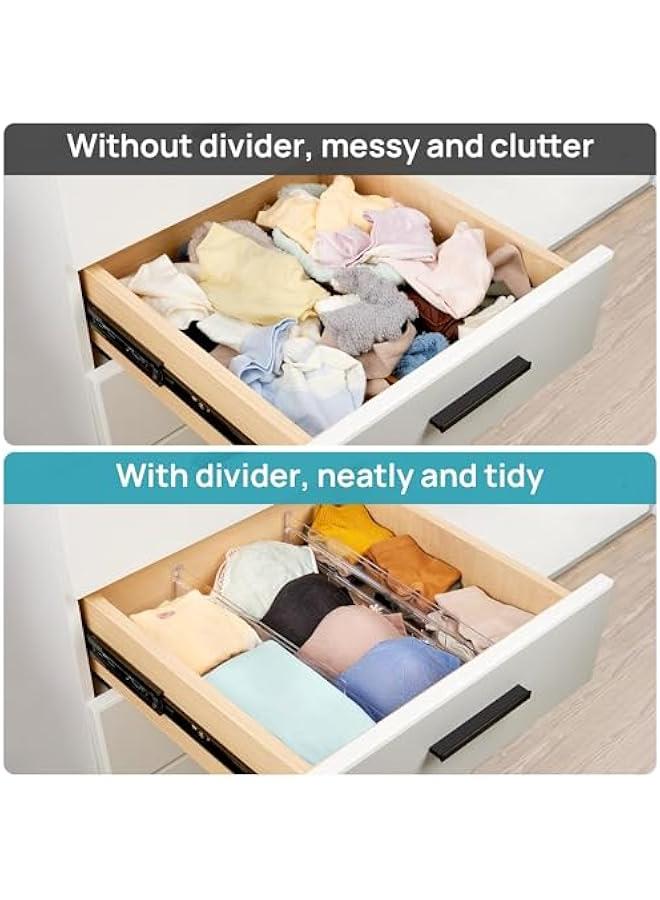 HOOKOR Drawer Dividers Organizers 4 Pack, Adjustable 8CM High Expandable from 27.5-52CM Kitchen Drawer Organizer, Clear Plastic Drawers Separators for Clothing, Installed by Double-sided Tape - Image 5