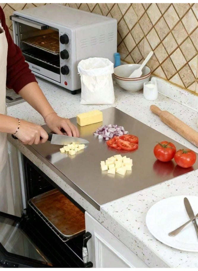 MAIDI Stainless Steel Cutting Board with Lip, Large 304 Cutting Boards for Kitchen, Non-Slip Chopping Board for Countertop, Cutting Board for Meat Fruits Vegetables Bread Kneading - Image 1