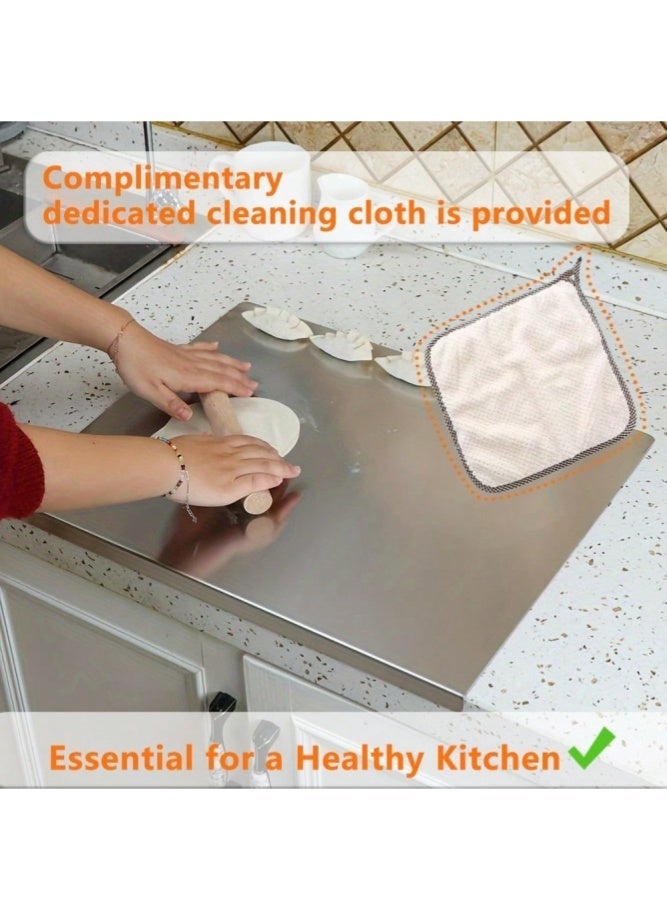 MAIDI Stainless Steel Cutting Board with Lip, Large 304 Cutting Boards for Kitchen, Non-Slip Chopping Board for Countertop, Cutting Board for Meat Fruits Vegetables Bread Kneading - Image 4