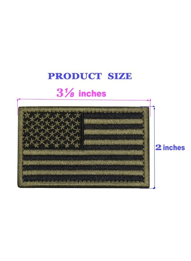 U-LIAN - 2 Pcs Usa Flag Patch Tactical Morale Patch Embroidered American Flag Patch Hook Loop Fastener Backing Emblem Army Green - Image 1