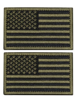2 Pcs Usa Flag Patch Tactical Morale Patch Embroidered American Flag Patch Hook Loop Fastener Backing Emblem Army Green