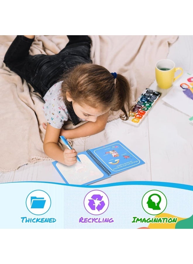 NYVIO Magic Water Coloring Book for Kids –8 Reusable Mess Free Water Drawing Book with Magic Pen, Montessori Educational Activity Pad for Toddlers Boys & Girls, Travel Doodle Painting Toy - Image 5