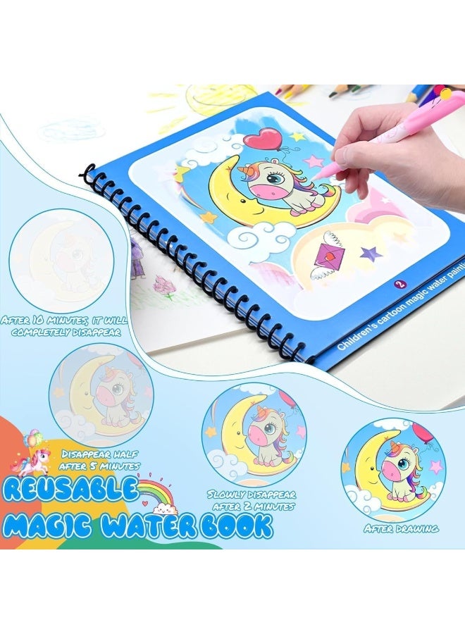 NYVIO Magic Water Coloring Book for Kids –8 Reusable Mess Free Water Drawing Book with Magic Pen, Montessori Educational Activity Pad for Toddlers Boys & Girls, Travel Doodle Painting Toy - Image 4