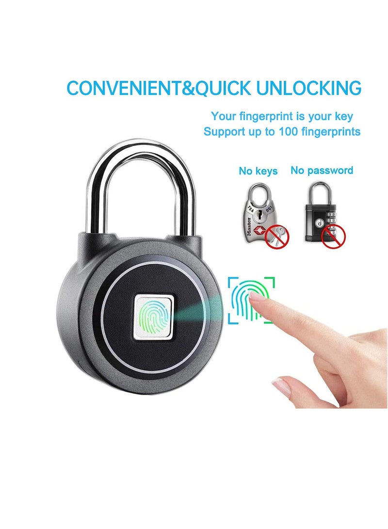 Fingerprint Padlock, Bluetooth Lock, Mobile APP, Smart Padlock with Keyless Biometric, Water Resistant, Suitable for Gym, Sports, Bike, School, Locker and Storage - Image 3
