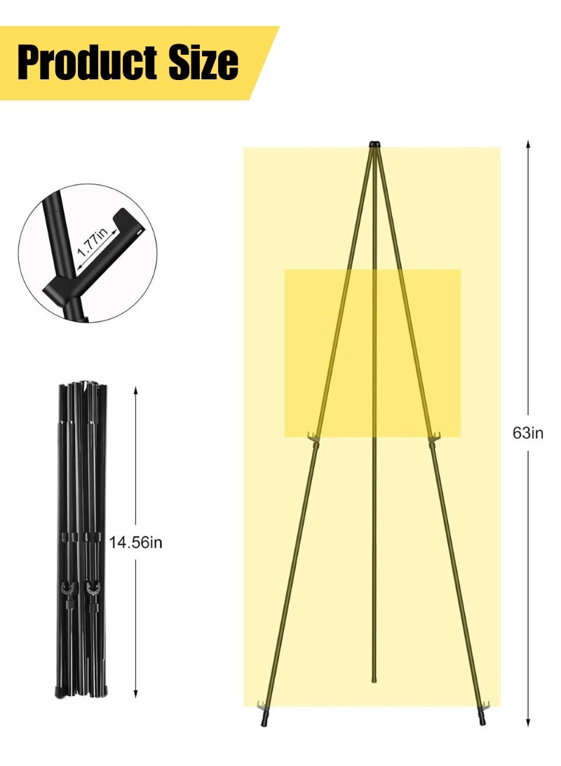 Easel Stand for Sign, 63" Adjustable Portable Easels Stand for Display, Lightweight Adjustable Tripod Art Easel Stand for Art Painting/Posters/Wedding Sign/Tabletop/Canvas Holder, Black Metal Painting Easel with Portable Bags - Image 3