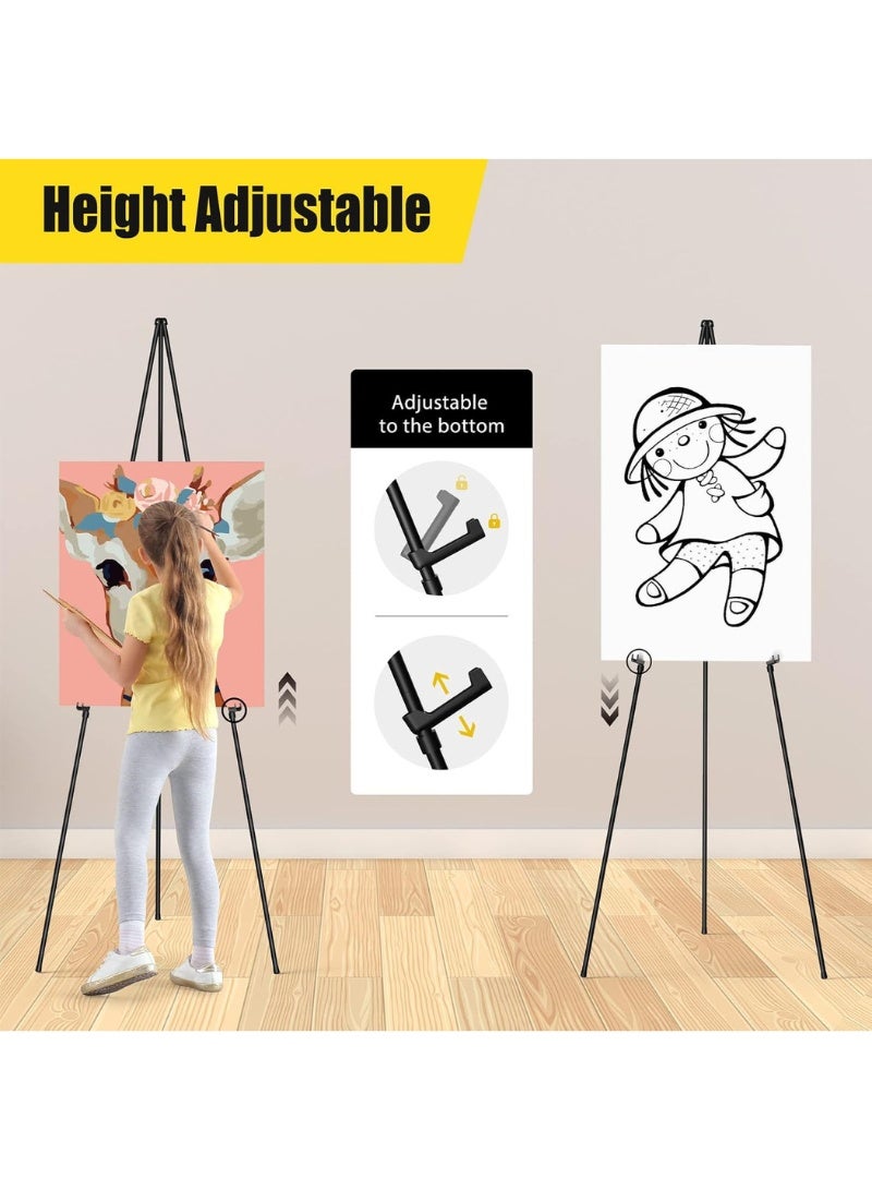 Easel Stand for Sign, 63" Adjustable Portable Easels Stand for Display, Lightweight Adjustable Tripod Art Easel Stand for Art Painting/Posters/Wedding Sign/Tabletop/Canvas Holder, Black Metal Painting Easel with Portable Bags - Image 4