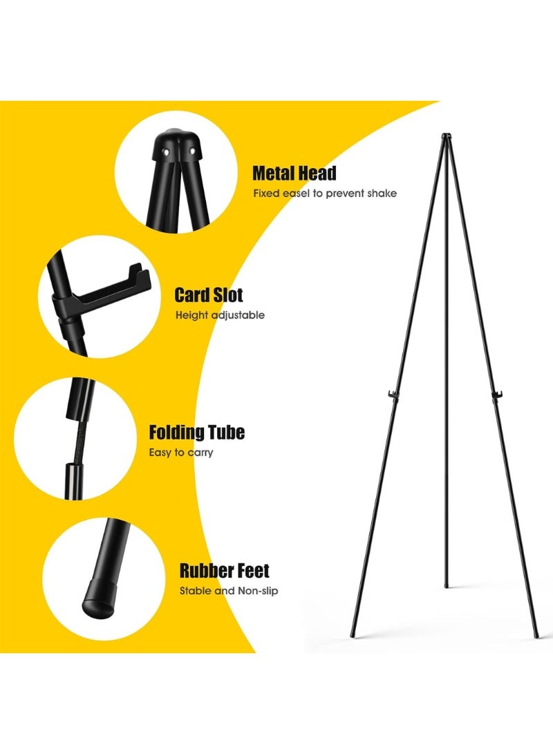 Easel Stand for Sign, 63" Adjustable Portable Easels Stand for Display, Lightweight Adjustable Tripod Art Easel Stand for Art Painting/Posters/Wedding Sign/Tabletop/Canvas Holder, Black Metal Painting Easel with Portable Bags - Image 5