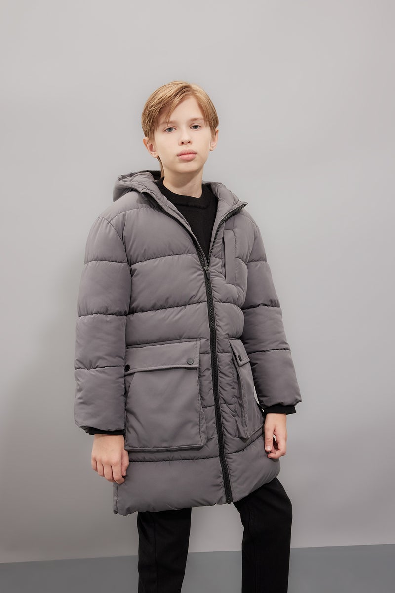 DeFacto Boy Hooded Zippered Fleece Lined Waterproof Puffer Jacket - Image 1