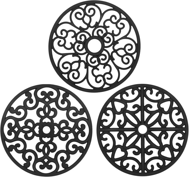 CHEFBEE 3PCS Silicone Trivet Mat - Flexible Non-Slip Heat Resistant Modern Kitchen Teapot Trivets Set for Hot Dishes, Table, Countertop - Image 1