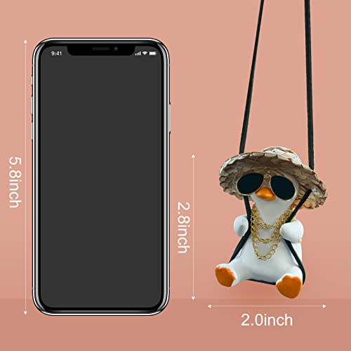 FengleAuto Cute Duck Car Hanging Ornament - Swing Duck Car Pendant Decoration for Rearview Mirror Accessories (Style A) - Image 2