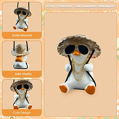 FengleAuto Cute Duck Car Hanging Ornament - Swing Duck Car Pendant Decoration for Rearview Mirror Accessories (Style A) - Image 3