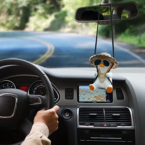 FengleAuto Cute Duck Car Hanging Ornament - Swing Duck Car Pendant Decoration for Rearview Mirror Accessories (Style A) - Image 4