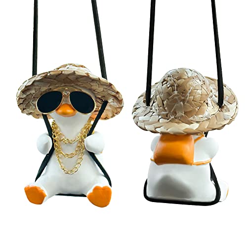 FengleAuto Cute Duck Car Hanging Ornament - Swing Duck Car Pendant Decoration for Rearview Mirror Accessories (Style A) - Image 1