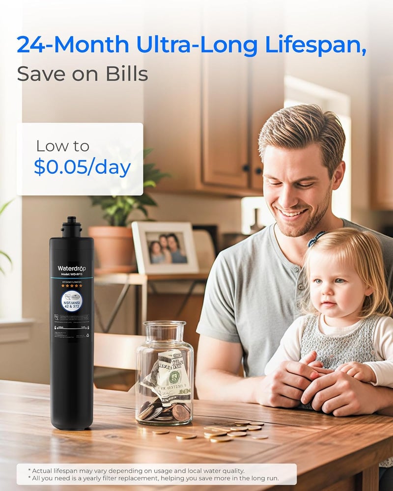 Waterdrop RF15 Replacement Filter Cartridge For 15UA/15UB/15UC Under Sink Water Filter, Reduces PFOA/PFOS, PFAS, Lead, Chlorine, Bad Taste & Odor, NSF/ANSI 42 Certified, 19K Gallons High Capacity - Image 5