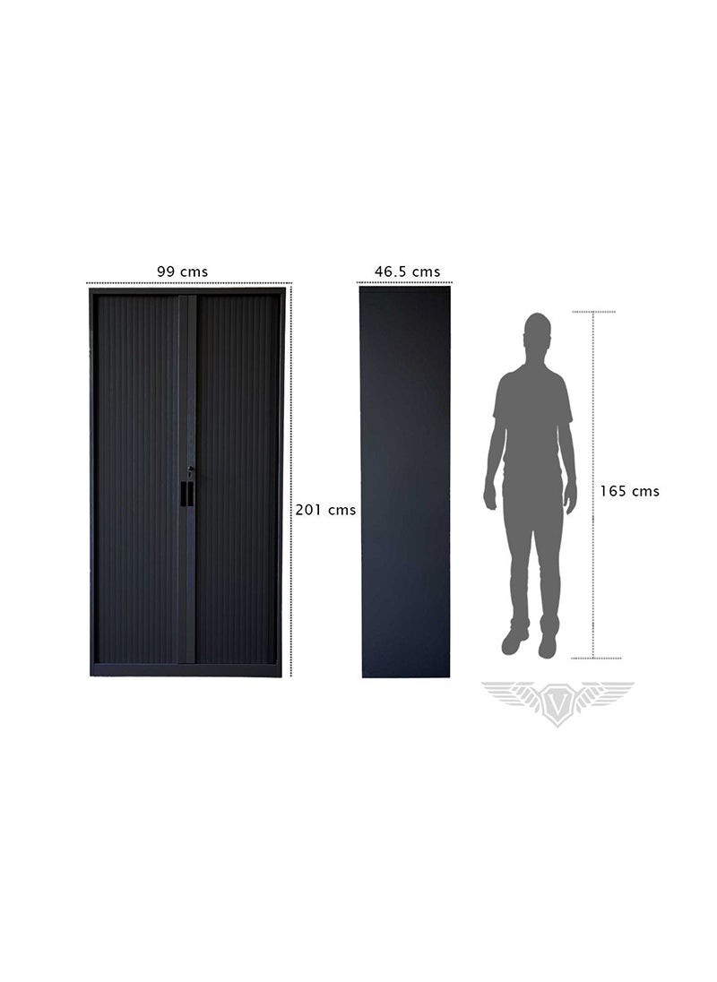 Mahmayi Victory Steel Japan Full Height Tambour Door Cabinet Black