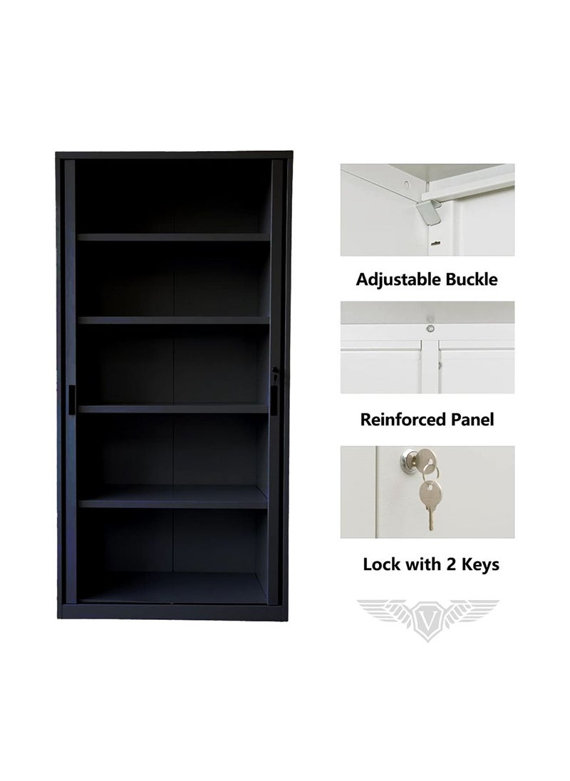 Mahmayi Victory Steel Japan Full Height Tambour Door Cabinet Black
