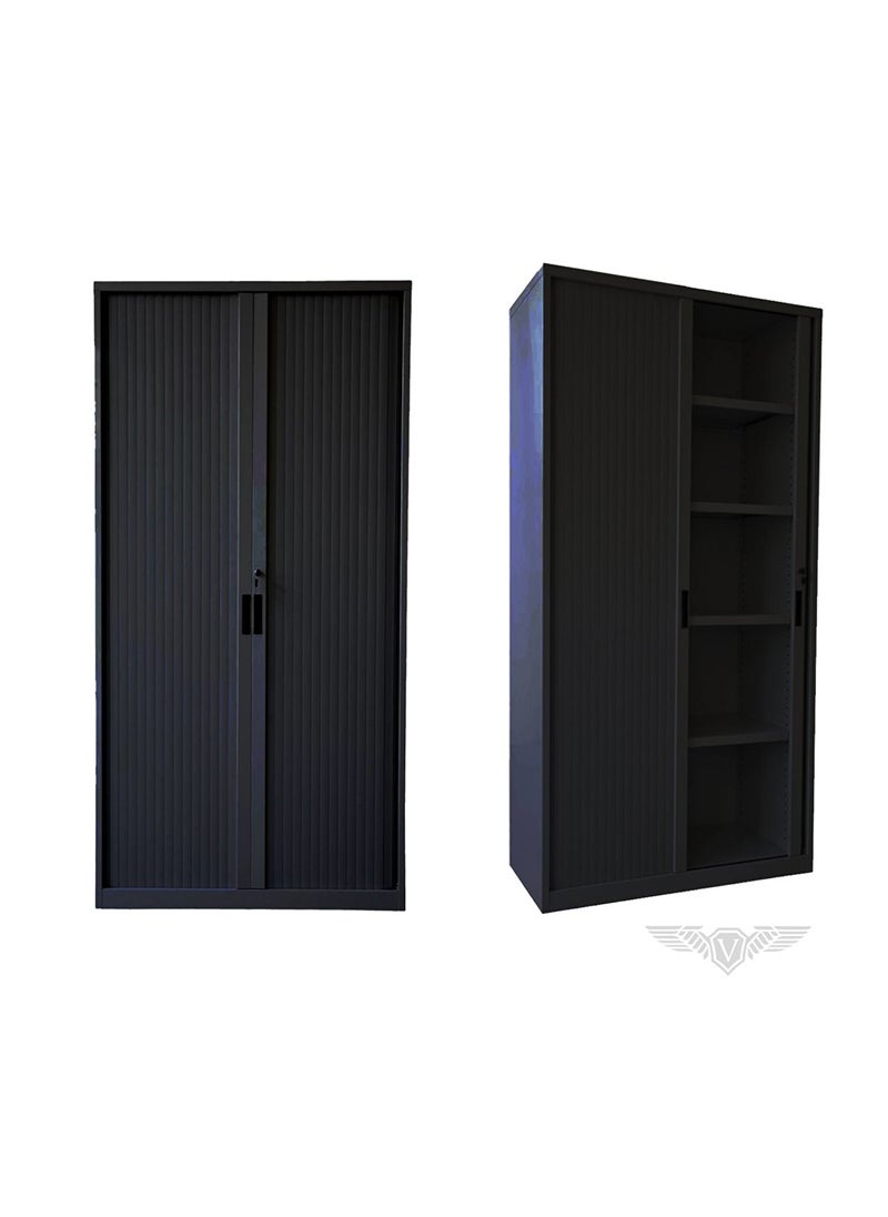 Mahmayi Victory Steel Japan Full Height Tambour Door Cabinet Black