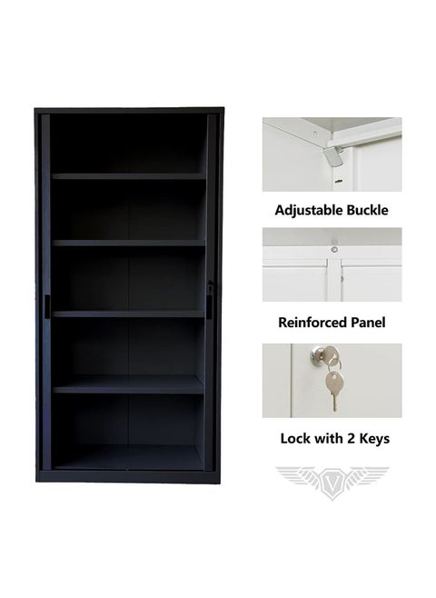 Mahmayi Victory Steel Japan Full Height Tambour Door Cabinet Black