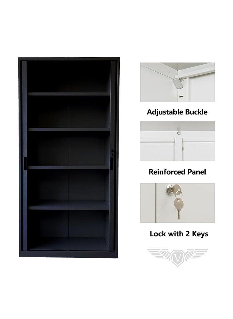 Mahmayi Victory Steel Japan Full Height Tambour Door Cabinet Black