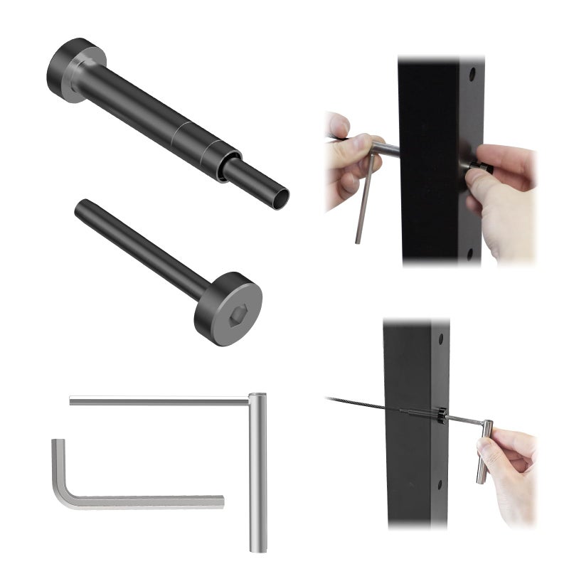 BLIKA Upgraded 10 Pairs 1/8" Black Invisible Cable Railing Kit, Hidden Swage Tensioner and Ends for 2"x2", 4''x4'' Wood & Metal Posts, T316 Stainless Steel, 4''x4'' Deck Stair Cable Railing Hardware - Image 1