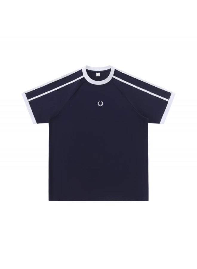 Fred Perry short-sleeved T-shirts with the same sports style for men and women contrast parallel bars loose casual couple tops, cotton breathable versatile fashion tops. - Image 2
