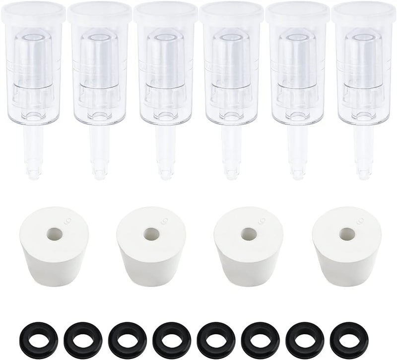Brewland 6 Packs 3 Piece Airlocks for Fermenting with #6 Stoppers and Grommets, Air Lock Ferment for Beer Wine Making, Home Brew Bubble Airlock for Fermentation Carboy (6 Airlock+4 Bung+8 Grommet Set) - Image 1