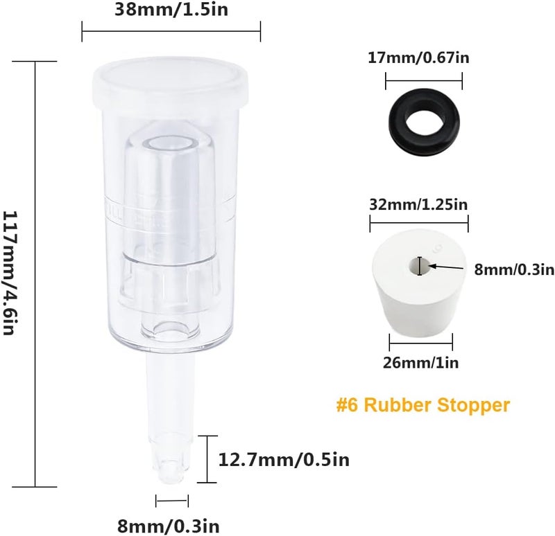 Brewland 6 Packs 3 Piece Airlocks for Fermenting with #6 Stoppers and Grommets, Air Lock Ferment for Beer Wine Making, Home Brew Bubble Airlock for Fermentation Carboy (6 Airlock+4 Bung+8 Grommet Set) - Image 2
