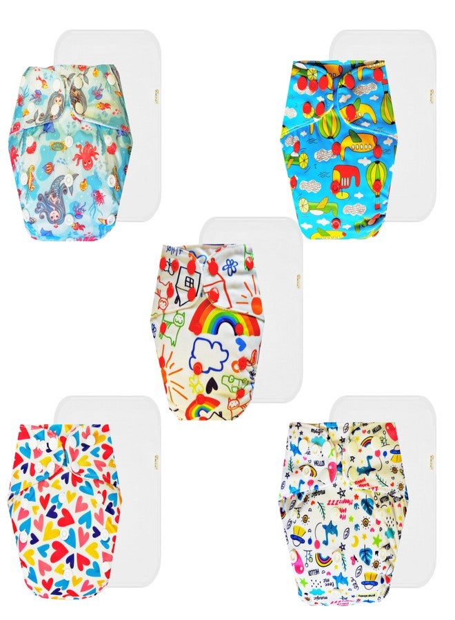 Dumbledo Premium Cloth Diaper with Cotton Insert (Pack of 5) | Dry Feel and Comfortable | Breathable | Easy to Clean | Ideal for Toddlers | 3 Months - 3 Years | Unisex Baby - Image 1
