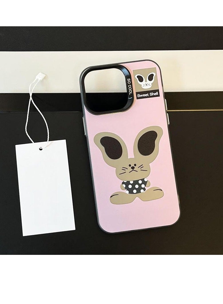 NIBEMINENT Cool Animals Protective TPU Case Cover For iPhone 17 Pro, Hollow Polka Dot Big Eared Rabbit