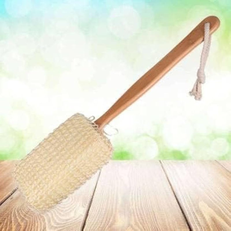 Shower Loofah with Wooden Handle - Exfoliating Bath Sponge and Body Scrub Brush for Men Women Sensitive Skin - Image 2
