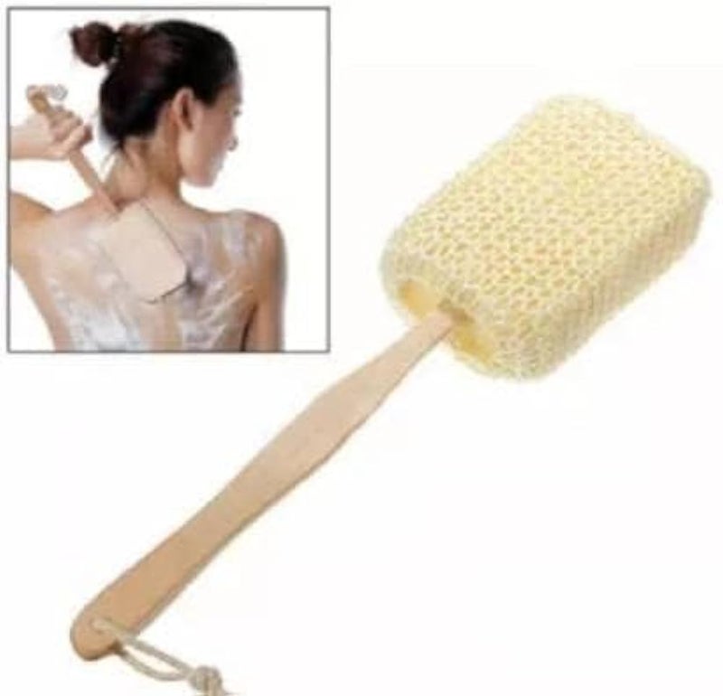 Shower Loofah with Wooden Handle - Exfoliating Bath Sponge and Body Scrub Brush for Men Women Sensitive Skin - Image 1
