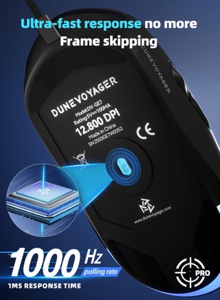 ماوس الألعاب GE7 ماكرو، بدقة قابلة للتعديل من 1-12800 DPI، ومعدل اقتراع 1000 هرتز، بكابل قابل للفصل، مع 6 أزرار قابلة للبرمجة تدعم الماكرو والبرمجيات المخصصة، وإضاءة RGB بـ 16.8 مليون لون، ماوس سلكي مريح عبر USB مخصص للرياضات الإلكترونية، متوافق مع PC/PS4/PS5/Xbox، مثالي للاعبي Fortnite - view 4