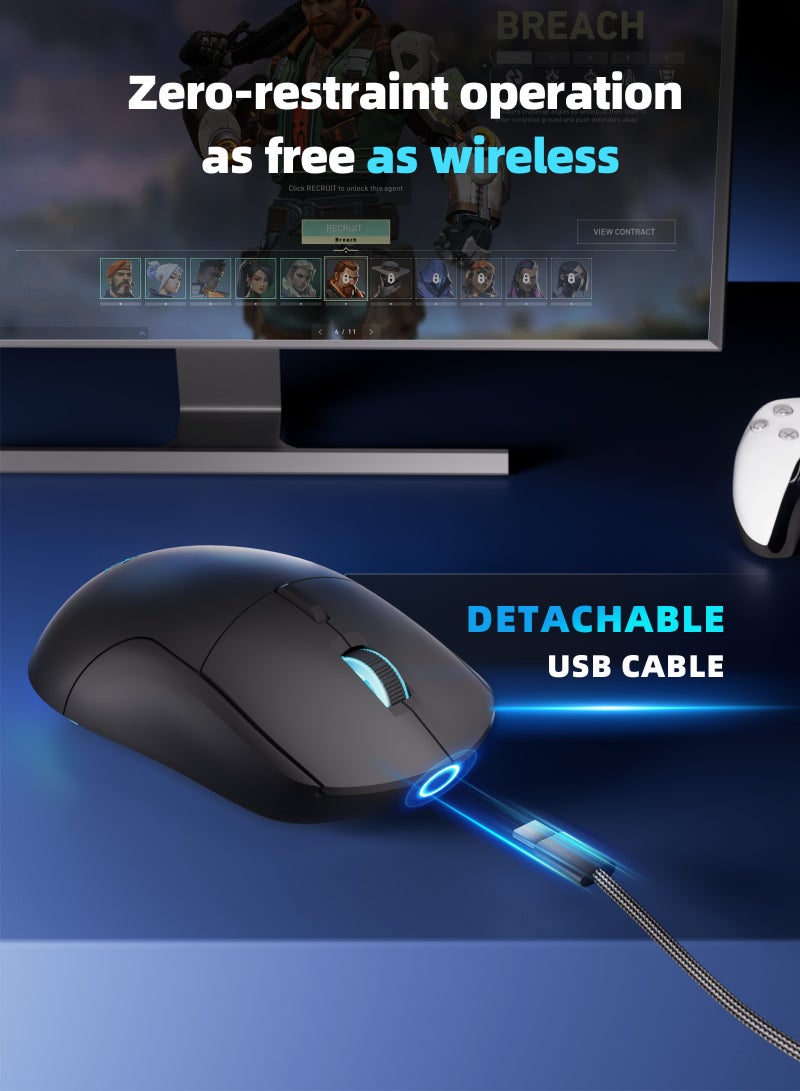 DuneVoyager GE7 Macro Gaming Mouse, 1-12800 DPI Adjustable, 1000Hz Polling Rate, Pluggable cable, 6 Programmable Buttons with Macro Support & Custom Software, 16.8M RGB Lighting, Ergonomic Wired USB Esports Mouse, Compatible with PC/PS4/PS5/Xbox Gaming Mouse, Perfect for Fortnite Players Gaming Mouse - Image 5