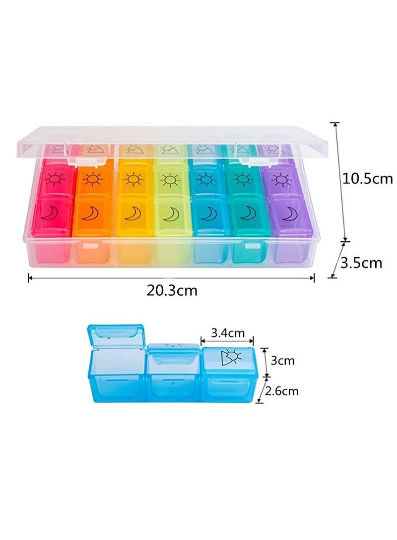 7-Day 21-Slot Colorful Portable Divided Plastic Pill Organizer - Image 3