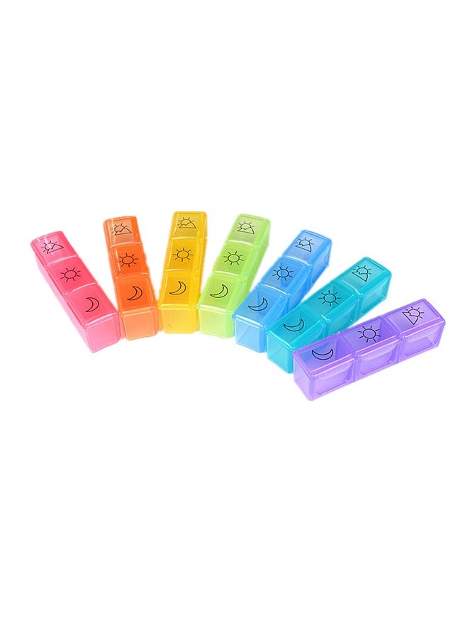 7-Day 21-Slot Colorful Portable Divided Plastic Pill Organizer - Image 4
