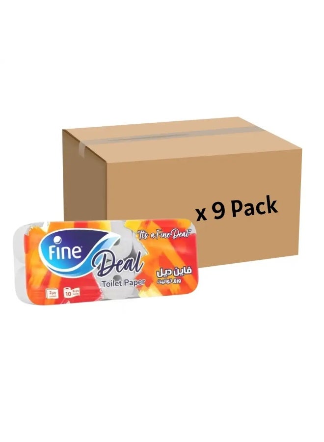 Fine صفقة ممتازة 2 طبقة 10 لفات من ورق التواليت 400 ورقة - 9 عبوات - Image 1