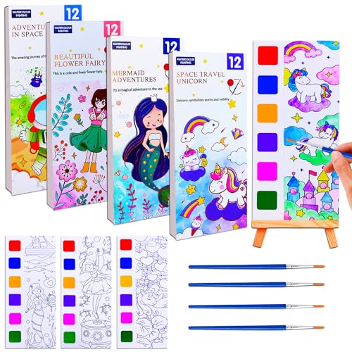 JUNQIU US JUNQIU 4Pack Paint with Water Books for Kids Watercolor Painting Coloring Books for Toddlers Arts and Crafts for Girls Gifts Stocking Stuffers For Kids - Image 1