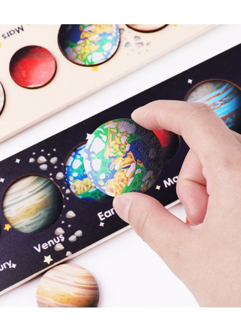 Solar System Jigsaw Puzzle Wooden Educational Toys Suitable for Preschool Learning Activities to Know Planets Boys Girls Gift (B Style) - Image 2