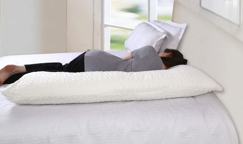 Metron L Shape Total Body Pillow with Adjustable Shredded Memory Foam Perfect for Cuddling Snuggling and Maternity Full Size20x54 Bamboo Derived Viscose Rayon Polyester Cover - Image 3