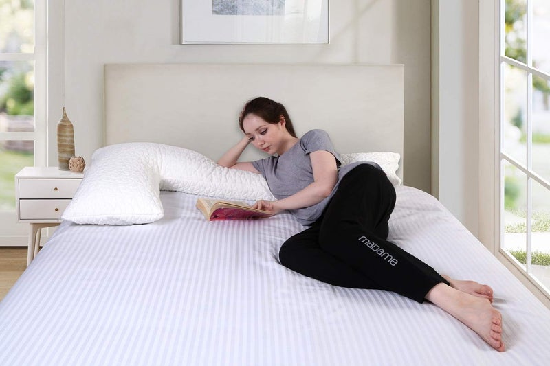 Metron L Shape Total Body Pillow with Adjustable Shredded Memory Foam Perfect for Cuddling Snuggling and Maternity Full Size20x54 Bamboo Derived Viscose Rayon Polyester Cover - Image 2